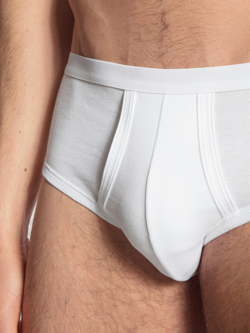 Biancheria Intima Uomo Calida Twisted Cotton Classic Brief With Fly Weiss | 3862-KJNGS