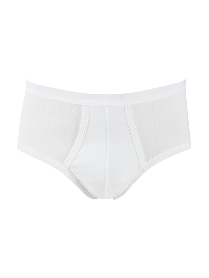 Biancheria Intima Uomo Calida Twisted Cotton Classic Brief With Fly Weiss | 3862-KJNGS