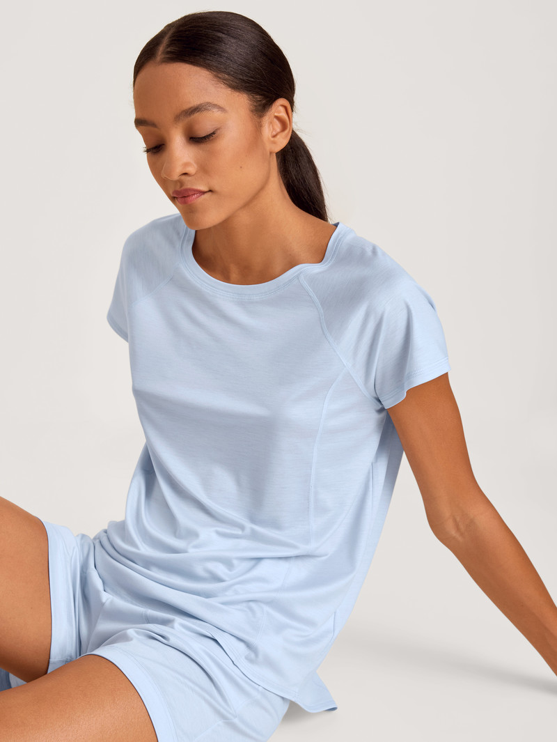 Deepsleepwear Donna Calida Dsw Cooling Shirt Short Sleeve Blu | 5841-JKGPH