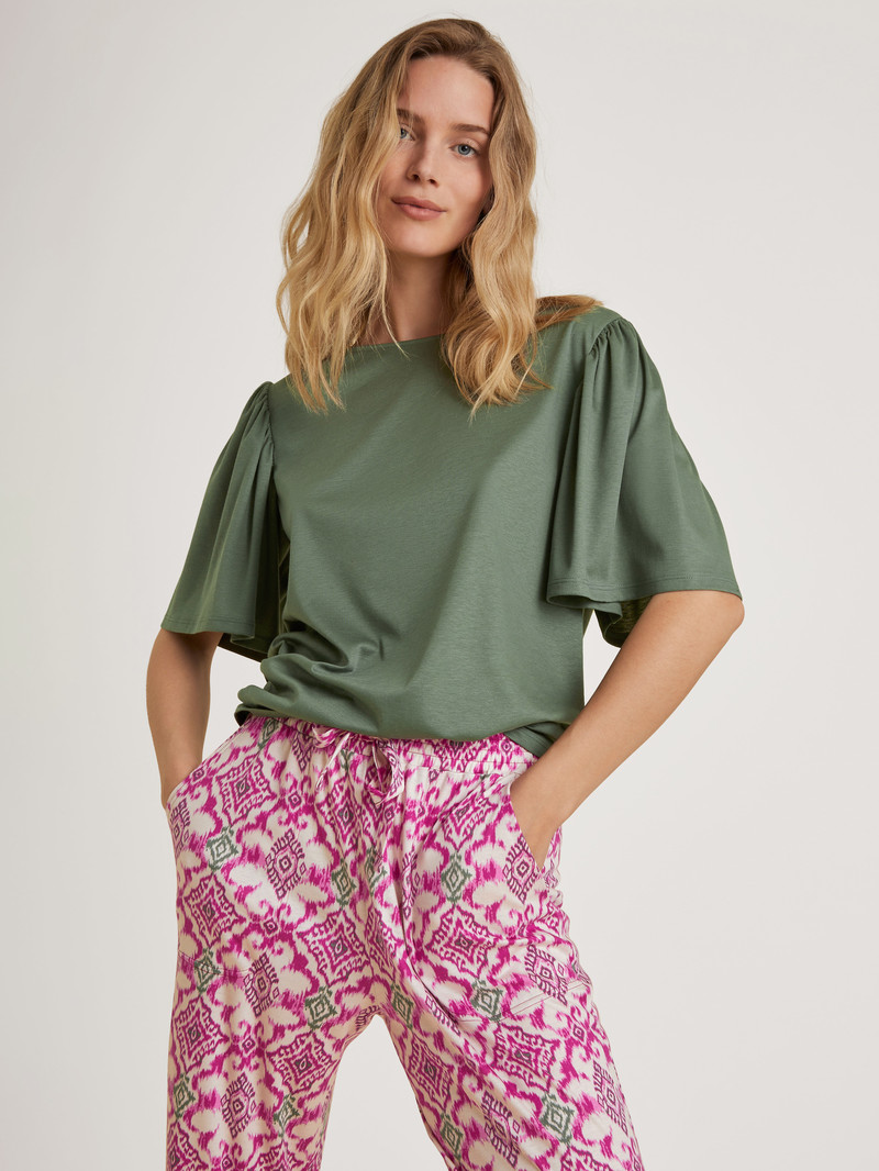 Loungewear Donna Calida Favourites Healing Shirt Short Sleeve Verdi | 2895-WBSVX