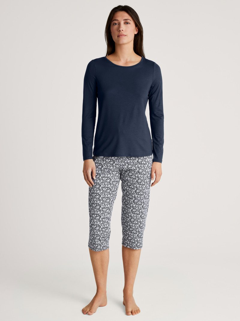 Loungewear Donna Calida Favourites Joy Ii Shirt Long Sleeve Blu | 1263-XCGQH