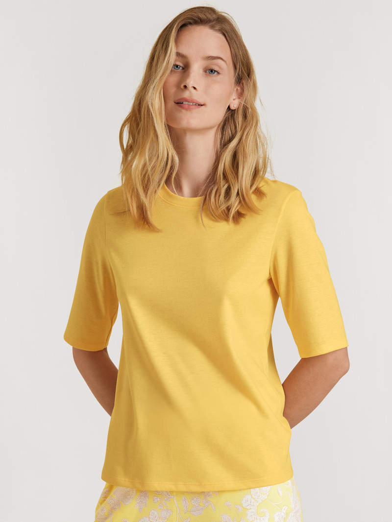 Loungewear Donna Calida Favourites Light Shirt Short Sleeve Gialle | 6103-IXYMQ