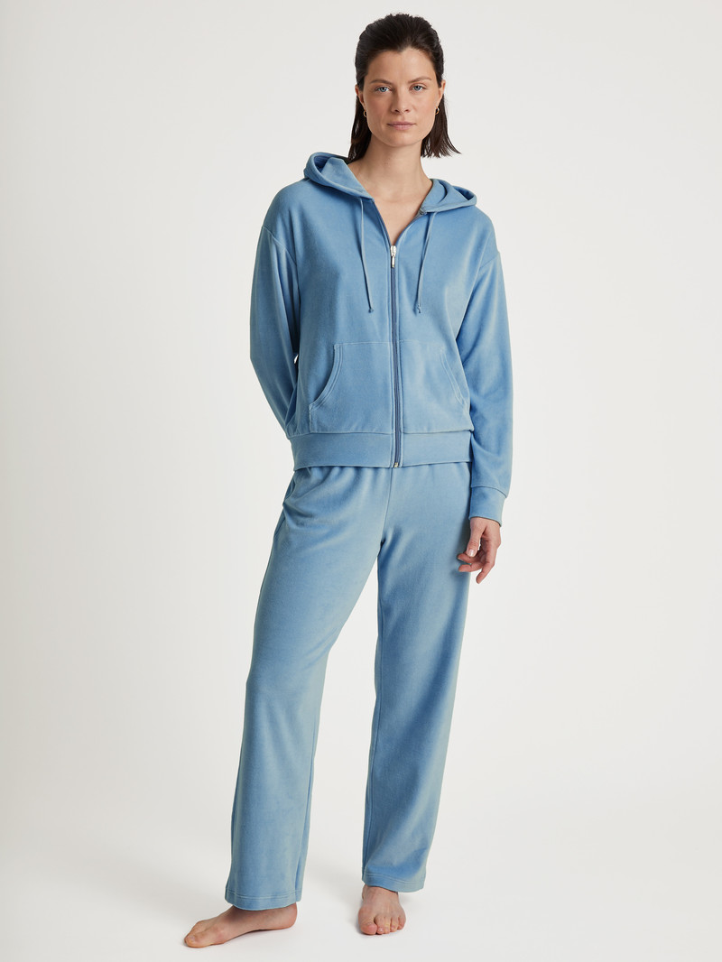 Loungewear Donna Calida Lounge Velours Jacket Endless Sky | 7043-WRMSU