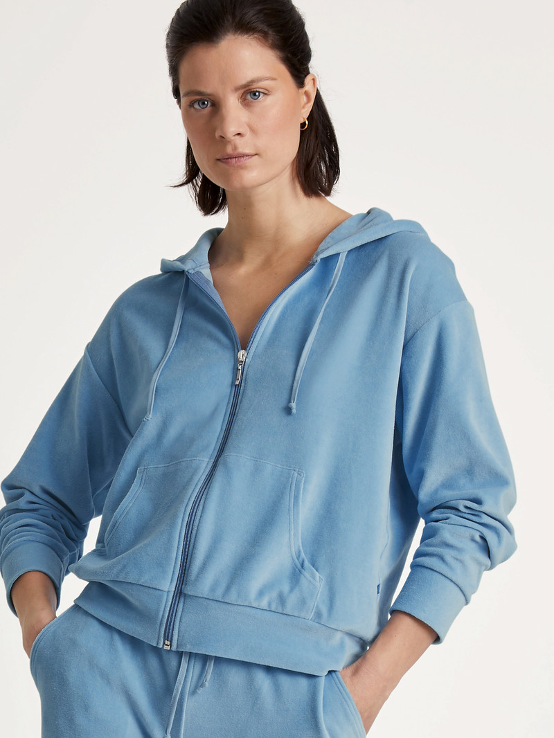 Loungewear Donna Calida Lounge Velours Jacket Endless Sky | 7043-WRMSU