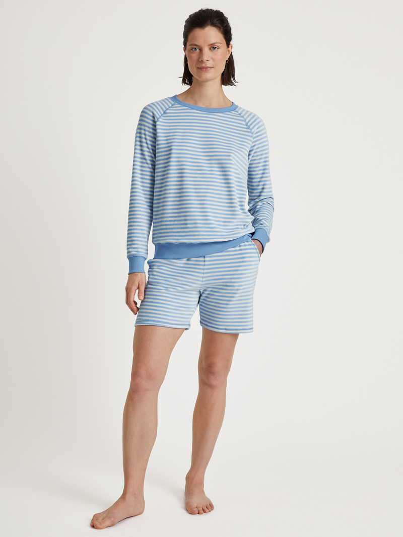 Loungewear Donna Calida Lounge Velours Pullover Endless Sky | 1267-YNBXR