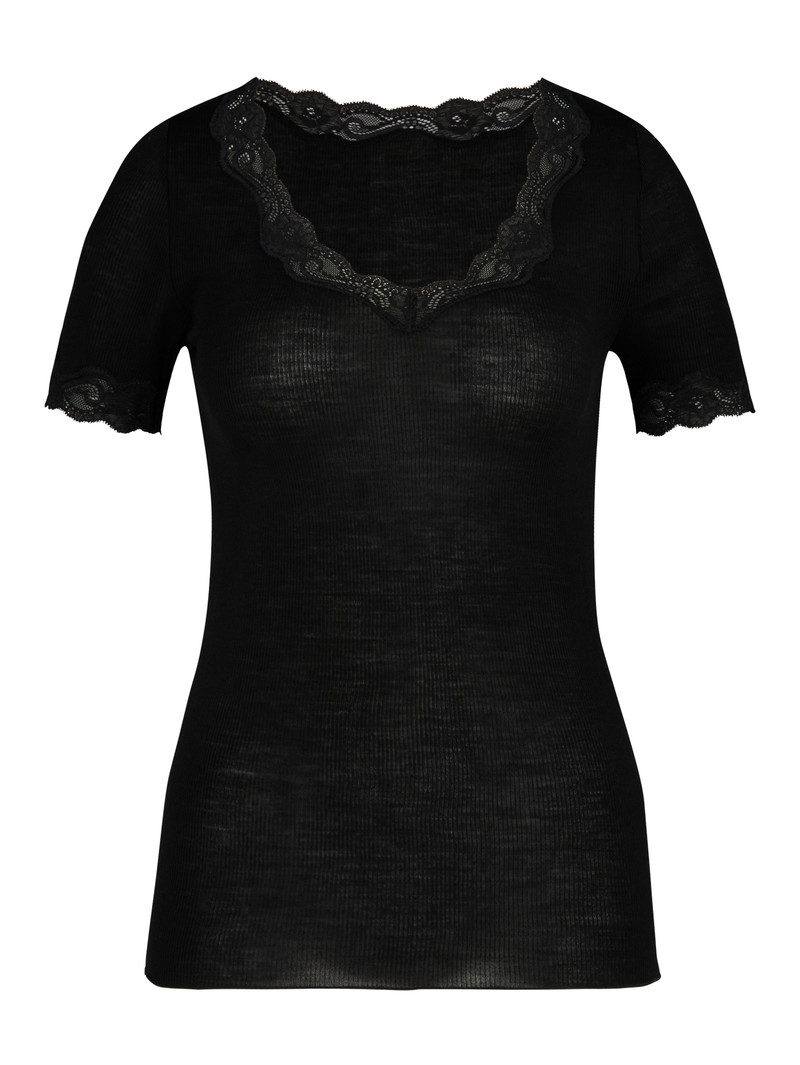 Loungewear Donna Calida Richesse Lace Shirt Short Sleeve Ws Schwarz | 8267-UKORL