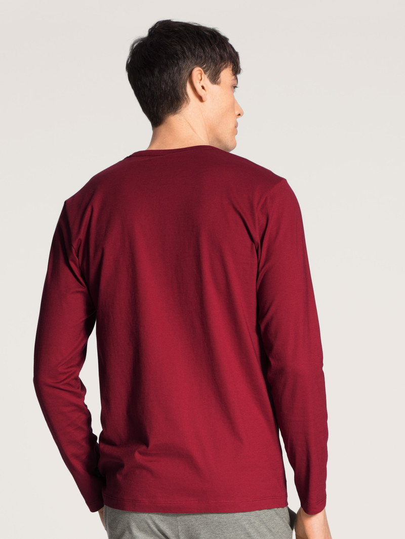 Loungewear Uomo Calida Remix Basic Sleep Shirt Long Sleeve Rosse | 0178-IFVLQ