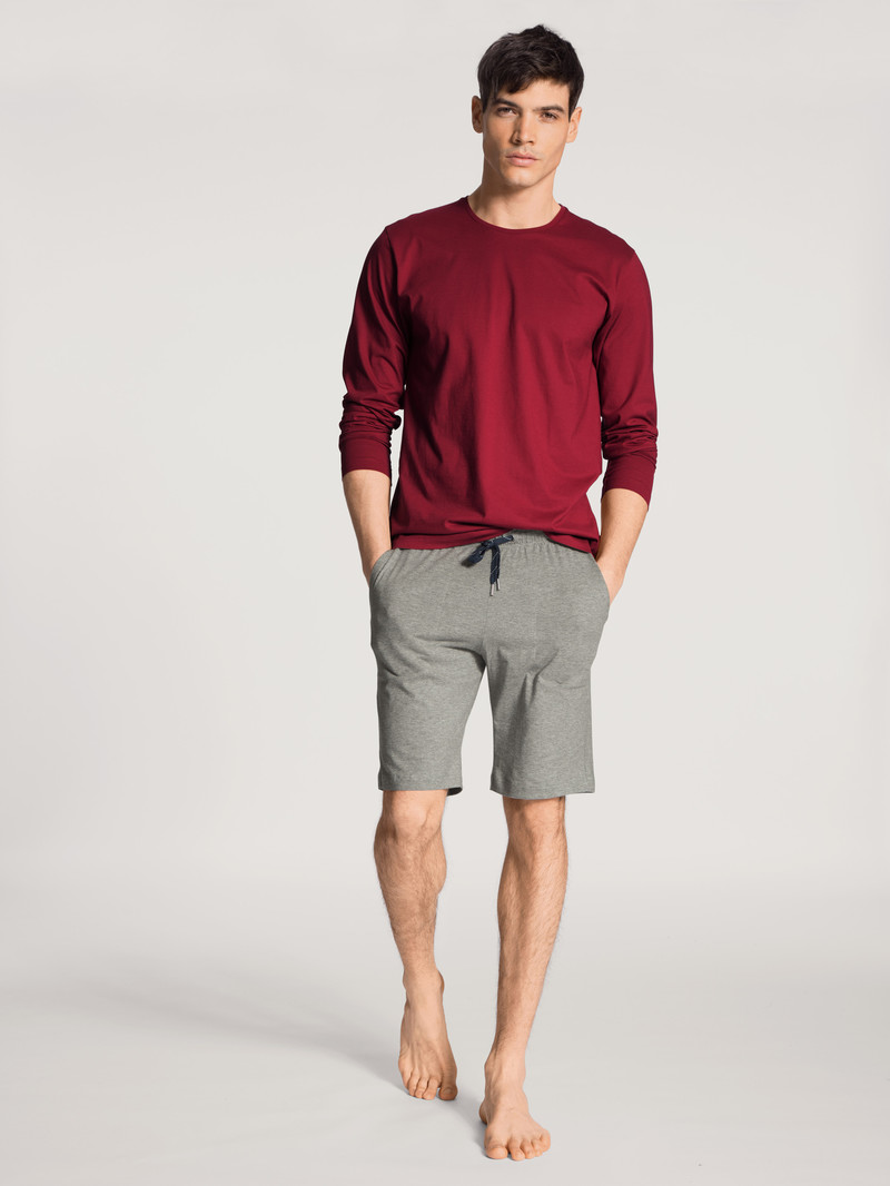 Loungewear Uomo Calida Remix Basic Sleep Shirt Long Sleeve Rosse | 0178-IFVLQ