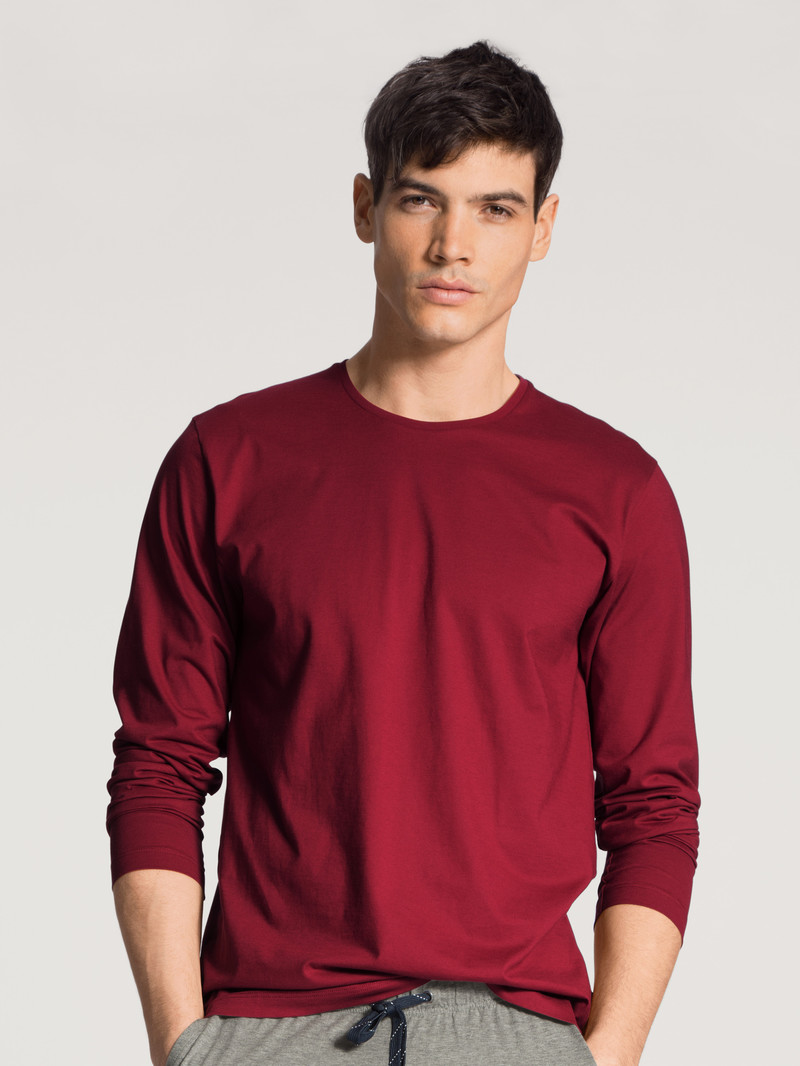 Loungewear Uomo Calida Remix Basic Sleep Shirt Long Sleeve Rosse | 0178-IFVLQ