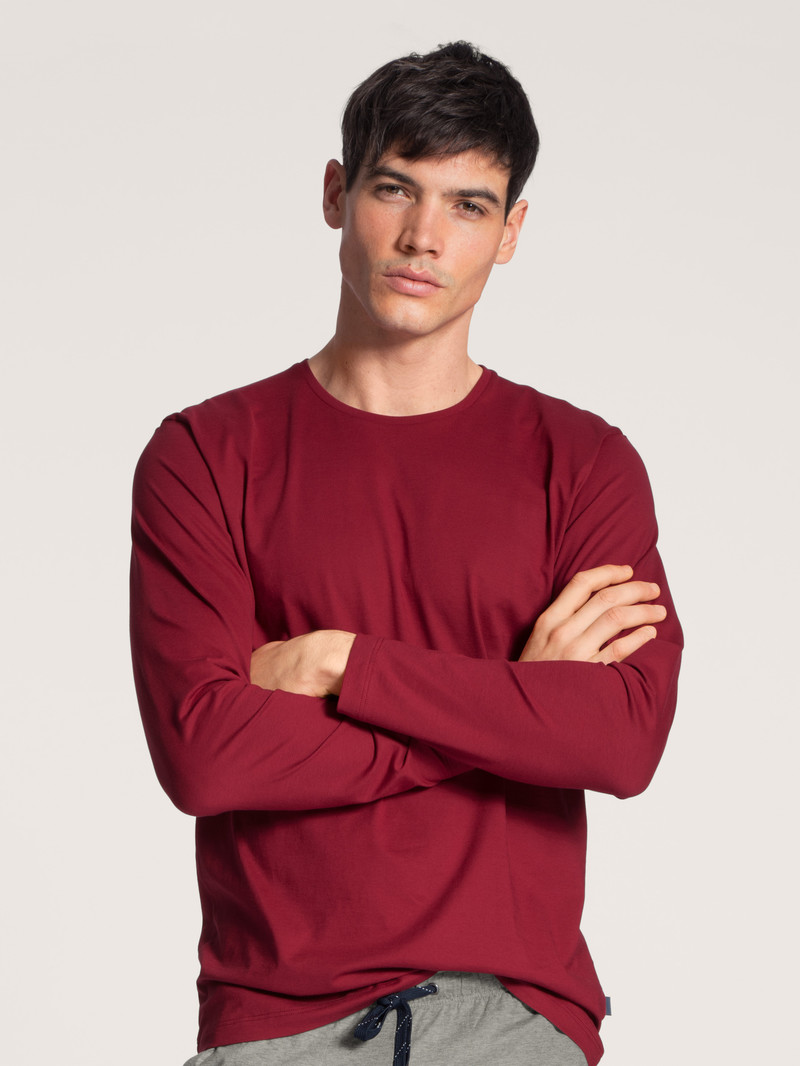 Loungewear Uomo Calida Remix Basic Sleep Shirt Long Sleeve Rosse | 0178-IFVLQ