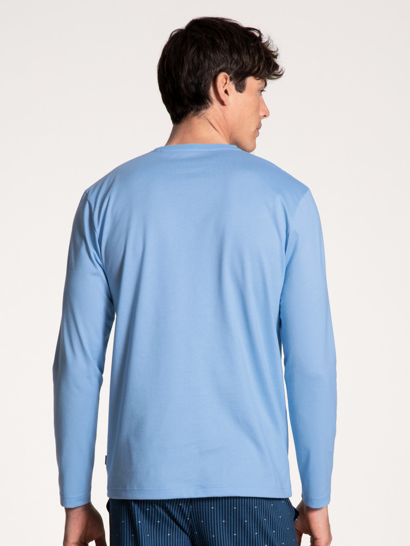 Loungewear Uomo Calida Remix Basic Sleep Shirt Long Sleeve Blu | 4328-NQAGS