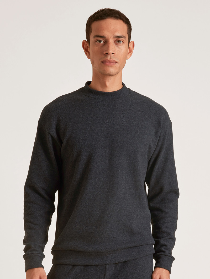 Loungewear Uomo Calida Rmx Lounge Time Off Sweatshirt Anthrazit Melé | 4709-PDEGJ