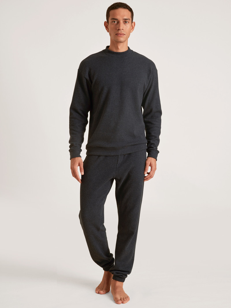 Loungewear Uomo Calida Rmx Lounge Time Off Sweatshirt Anthrazit Melé | 4709-PDEGJ