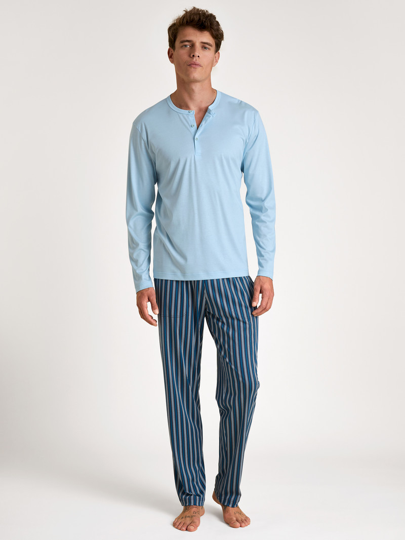 Loungewear Uomo Calida Rmx Sleep Leisure Shirt Long Sleeve Blu | 5103-VFJHT