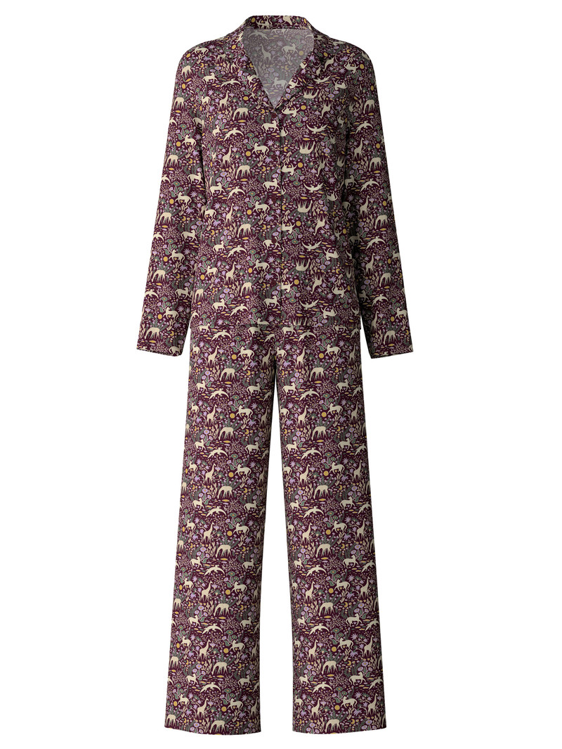 Pigiami Donna Calida African Dreams Pyjama Buttoned Blu Reale Rosse | 1403-QRTHA