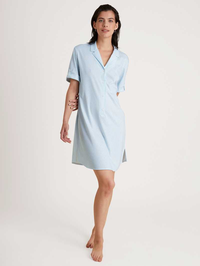 Pigiami Donna Calida Amalfi Journey Nightdress, Length 95 Cm Blu | 0748-LZXBG