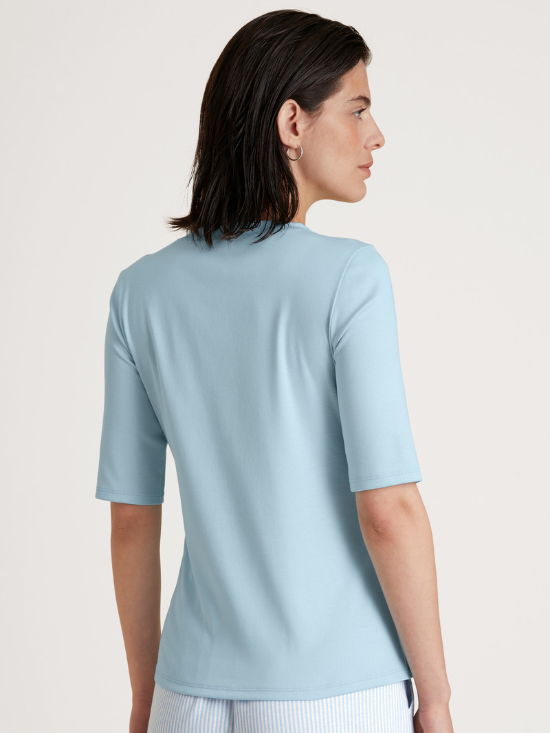 Pigiami Donna Calida Amalfi Journey Shirt Short Sleeve Blu | 2985-AODKR