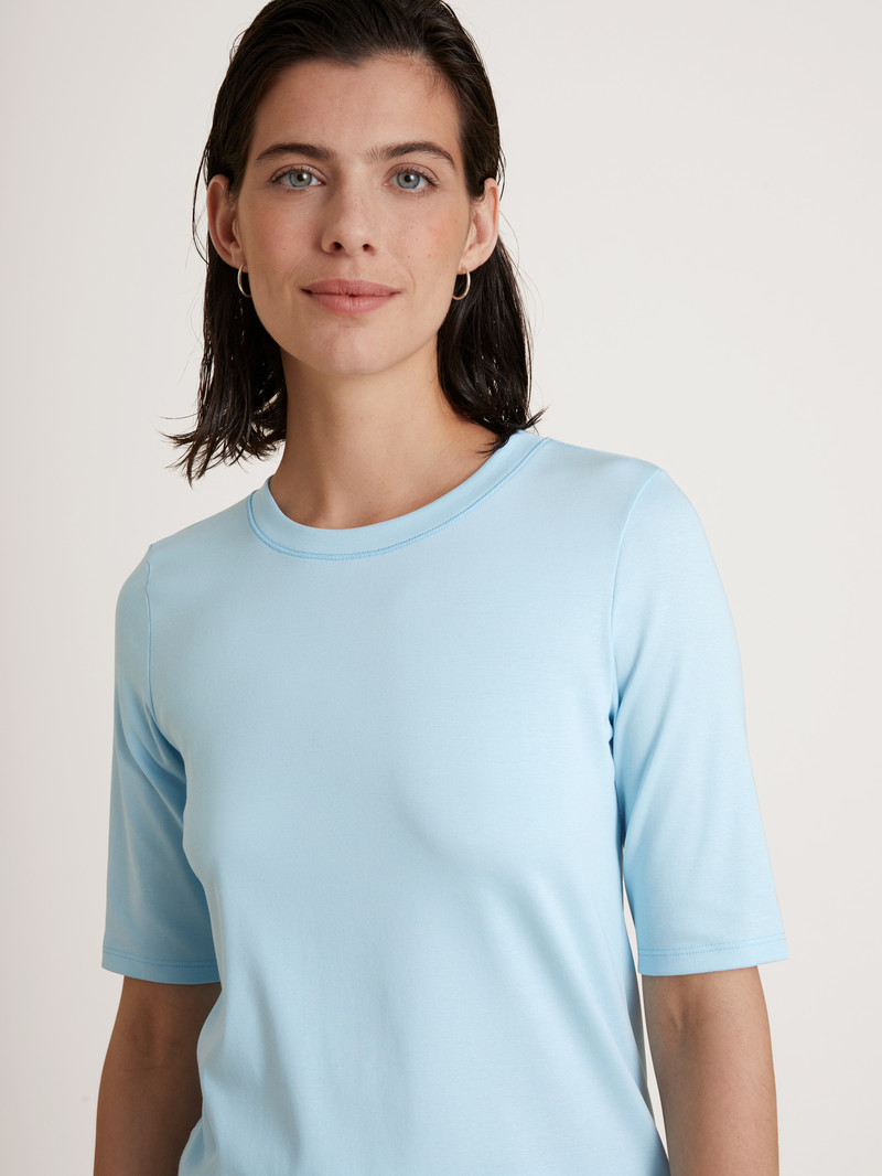 Pigiami Donna Calida Amalfi Journey Shirt Short Sleeve Blu | 2985-AODKR