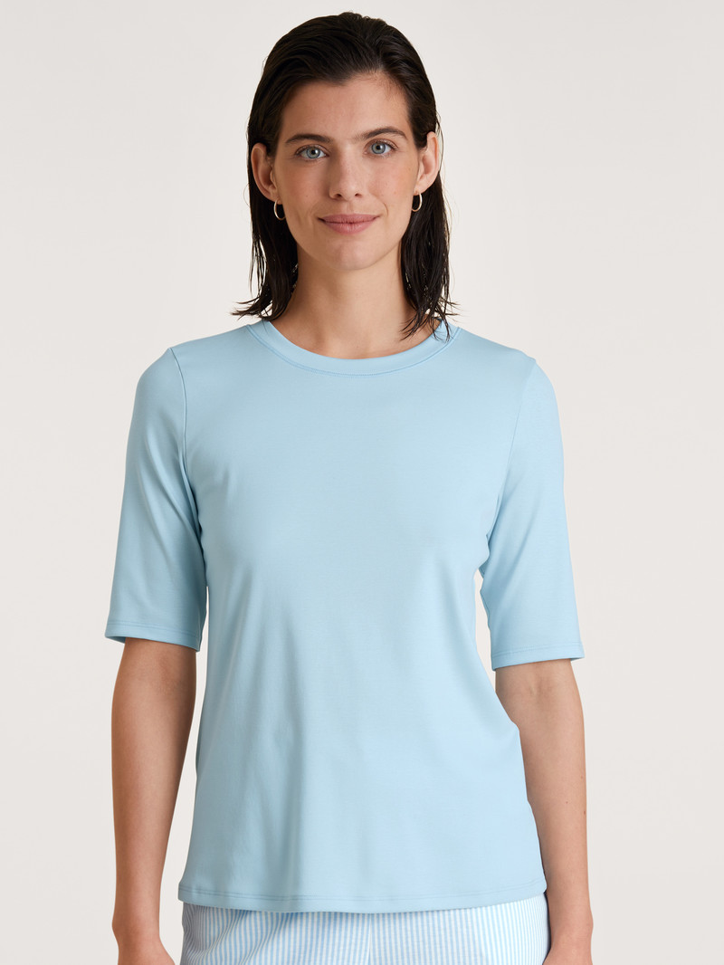 Pigiami Donna Calida Amalfi Journey Shirt Short Sleeve Blu | 2985-AODKR