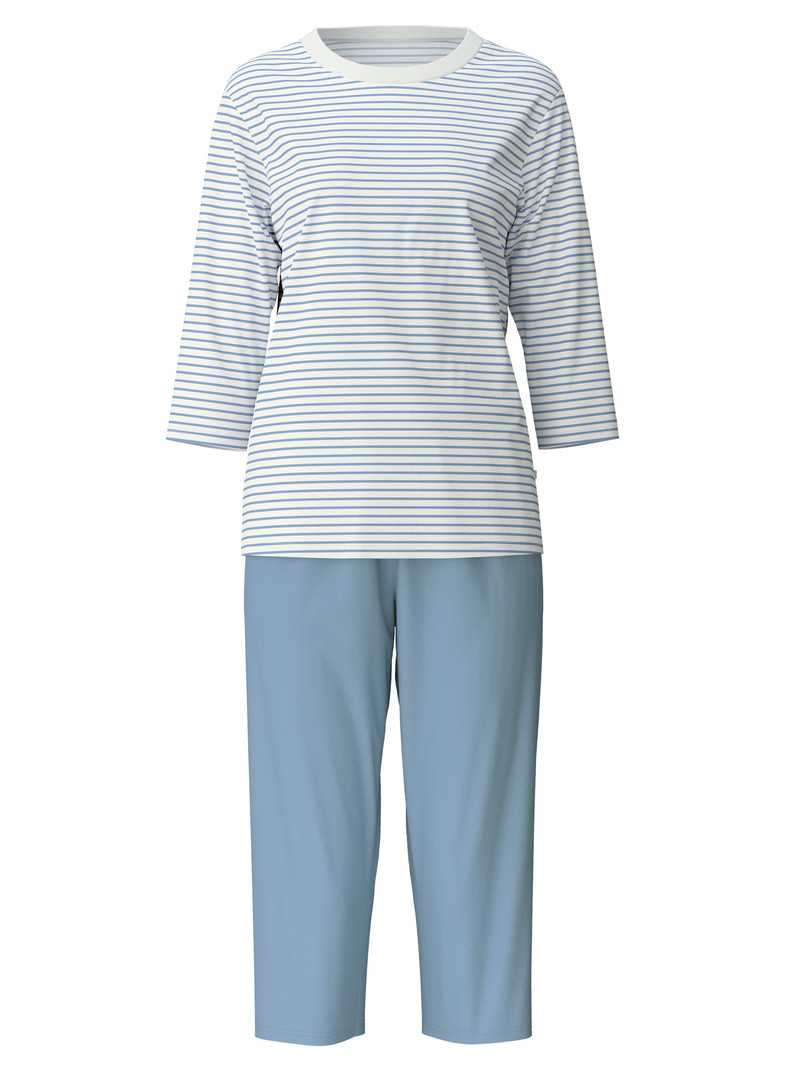 Pigiami Donna Calida Cotton Stripes 3/4 Pyjama Endless Sky | 9731-PILKF