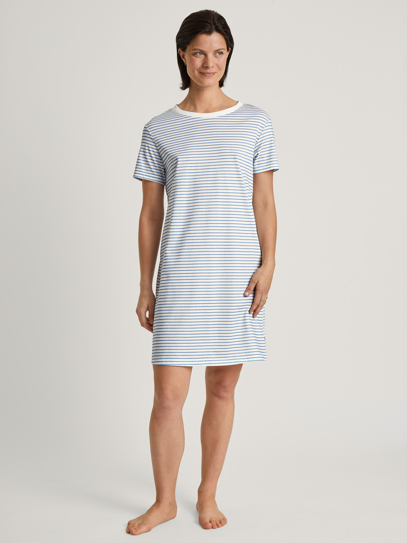 Pigiami Donna Calida Cotton Stripes Nightdress, Length 95 Cm Endless Sky | 0419-UIYFG