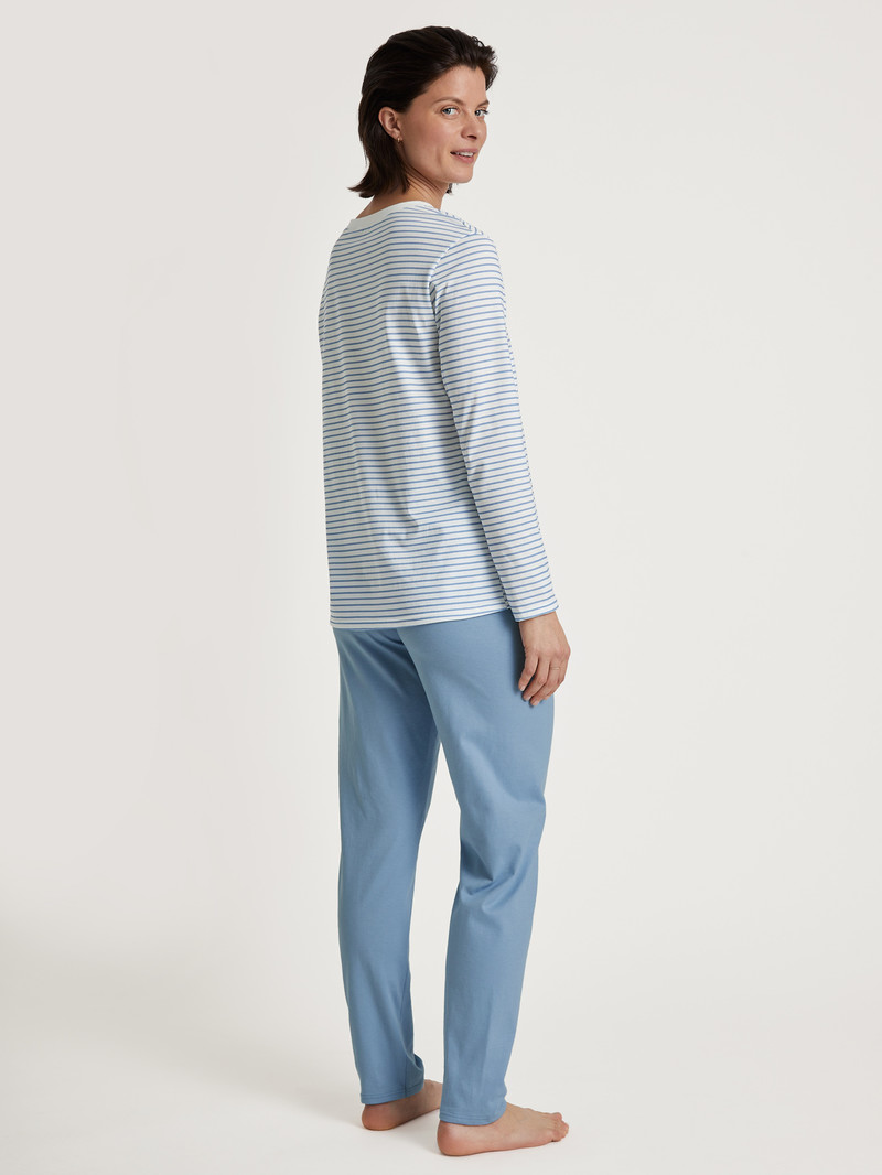 Pigiami Donna Calida Cotton Stripes Pyjama Endless Sky | 9207-YNHXU