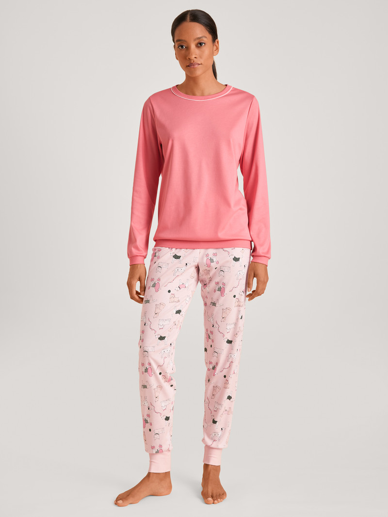 Pigiami Donna Calida Dog Dreams Pyjama With Cuff Strawberry Ice | 8507-KVRJN