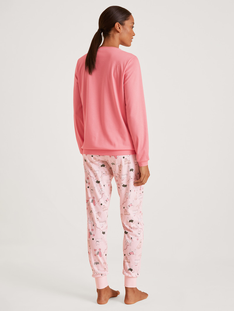 Pigiami Donna Calida Dog Dreams Pyjama With Cuff Strawberry Ice | 8507-KVRJN