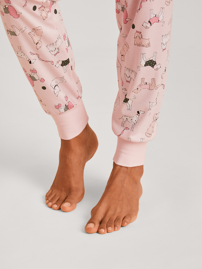 Pigiami Donna Calida Dog Dreams Pyjama With Cuff Strawberry Ice | 8507-KVRJN