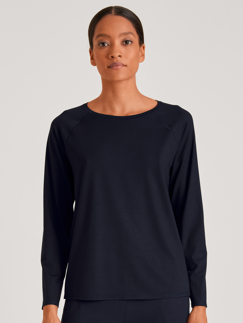 Pigiami Donna Calida Dsw Balancing Shirt Long-sleeve Corallo Blu | 0367-CKUMZ