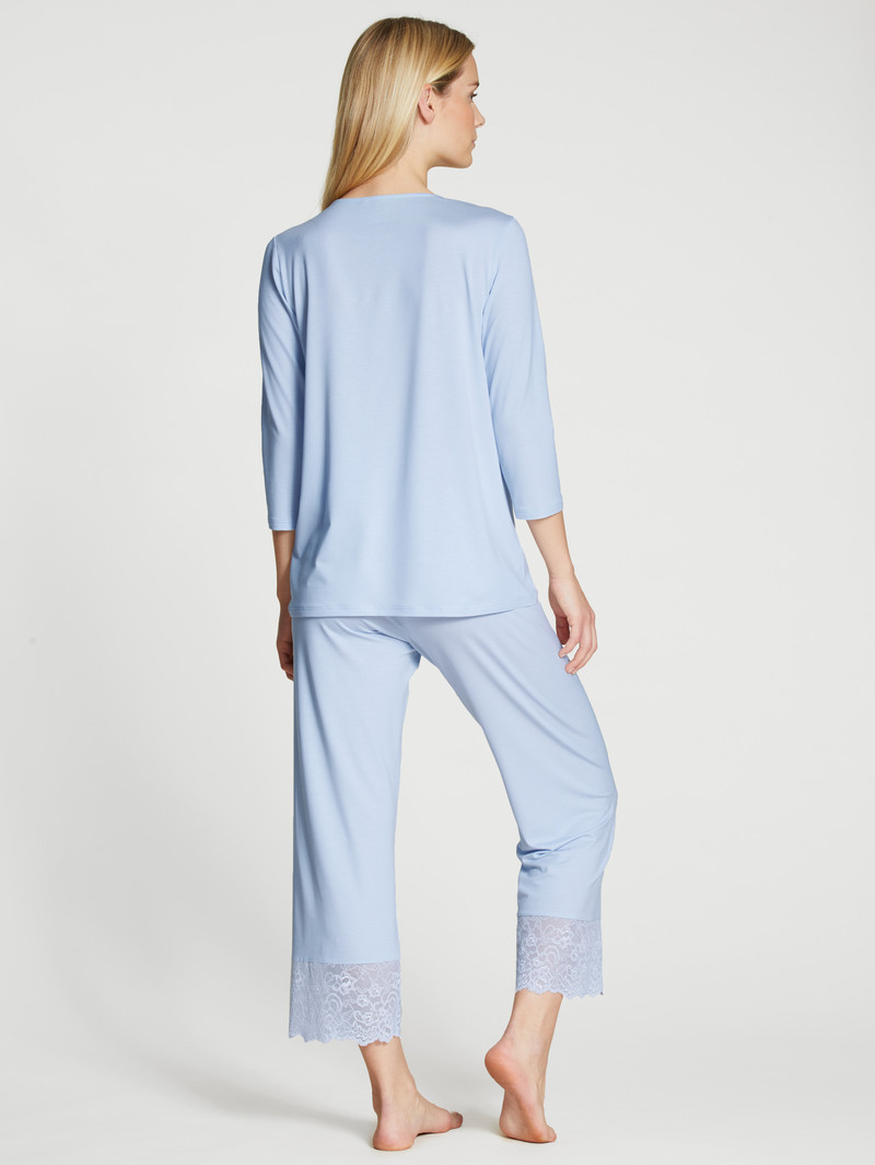 Pigiami Donna Calida Elegant Dreams 7/8 Pyjama Blu | 4236-FJKZV