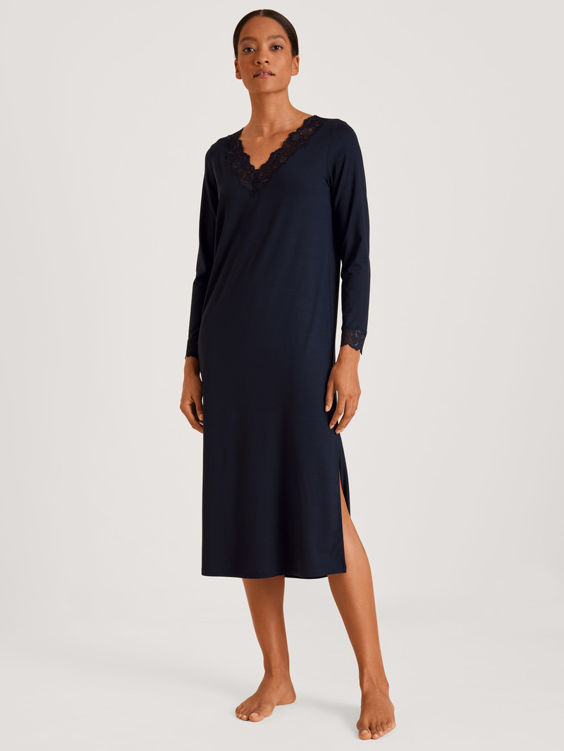 Pigiami Donna Calida Elegant Dreams Long-sleeved Nightdress Corallo Blu | 9542-GZKJT