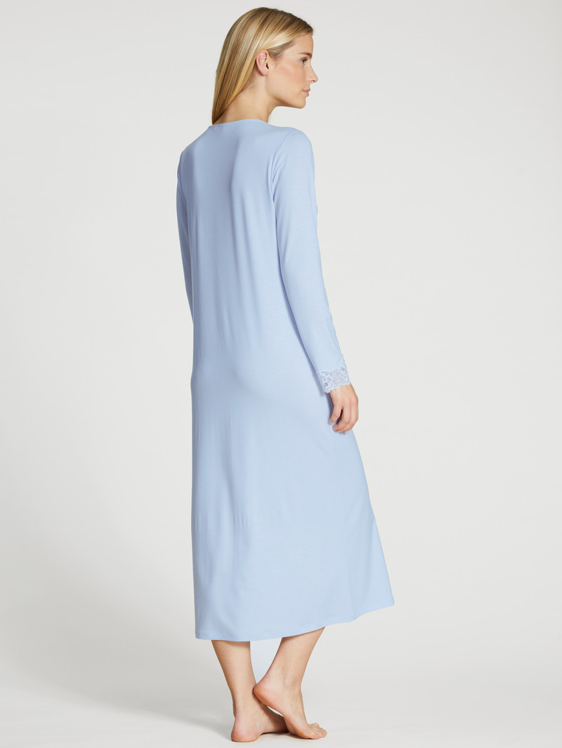 Pigiami Donna Calida Elegant Dreams Long-sleeved Nightdress Blu | 5289-YKDPJ