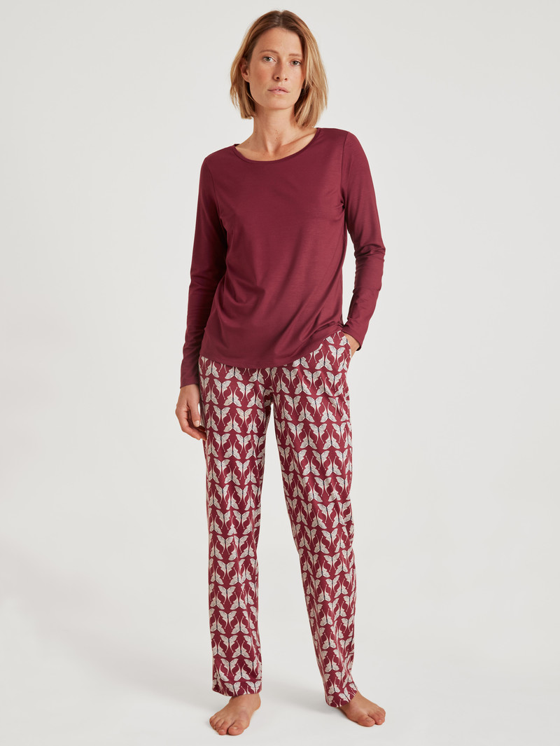 Pigiami Donna Calida Favourites Butterfly Pants Rosse | 6398-VHIDK