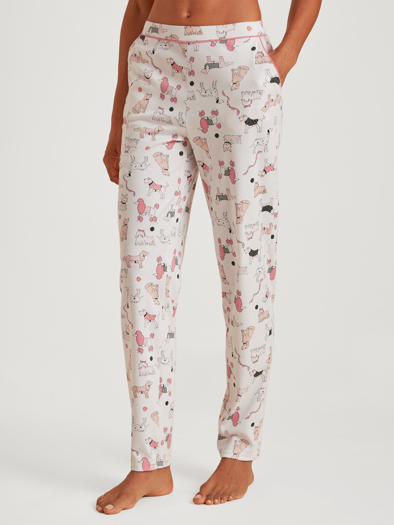 Pigiami Donna Calida Favourites Dog Pants Bianche | 2974-HXMYA