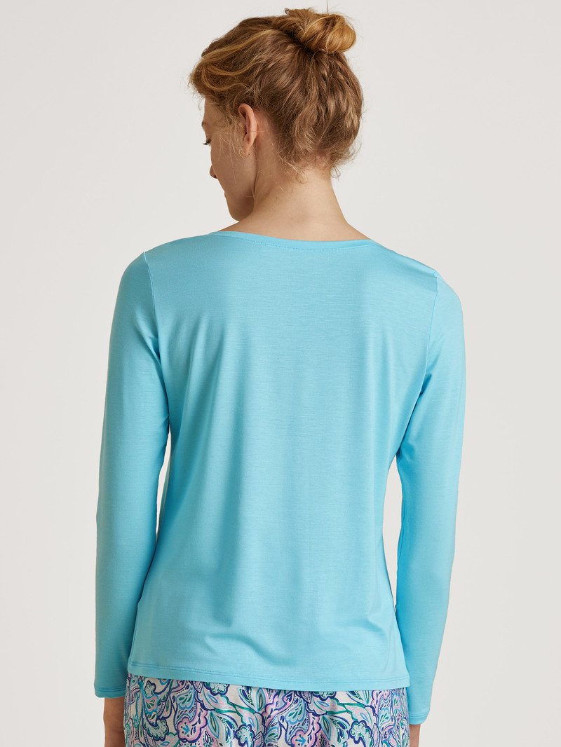 Pigiami Donna Calida Favourites Energy Shirt Long Sleeve Blu | 1702-WGKQX