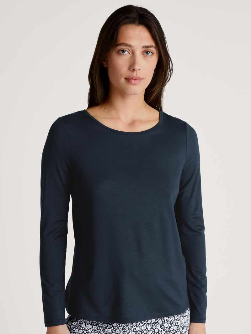 Pigiami Donna Calida Favourites Joy Ii Shirt Long Sleeve Blu | 1207-UNVGA