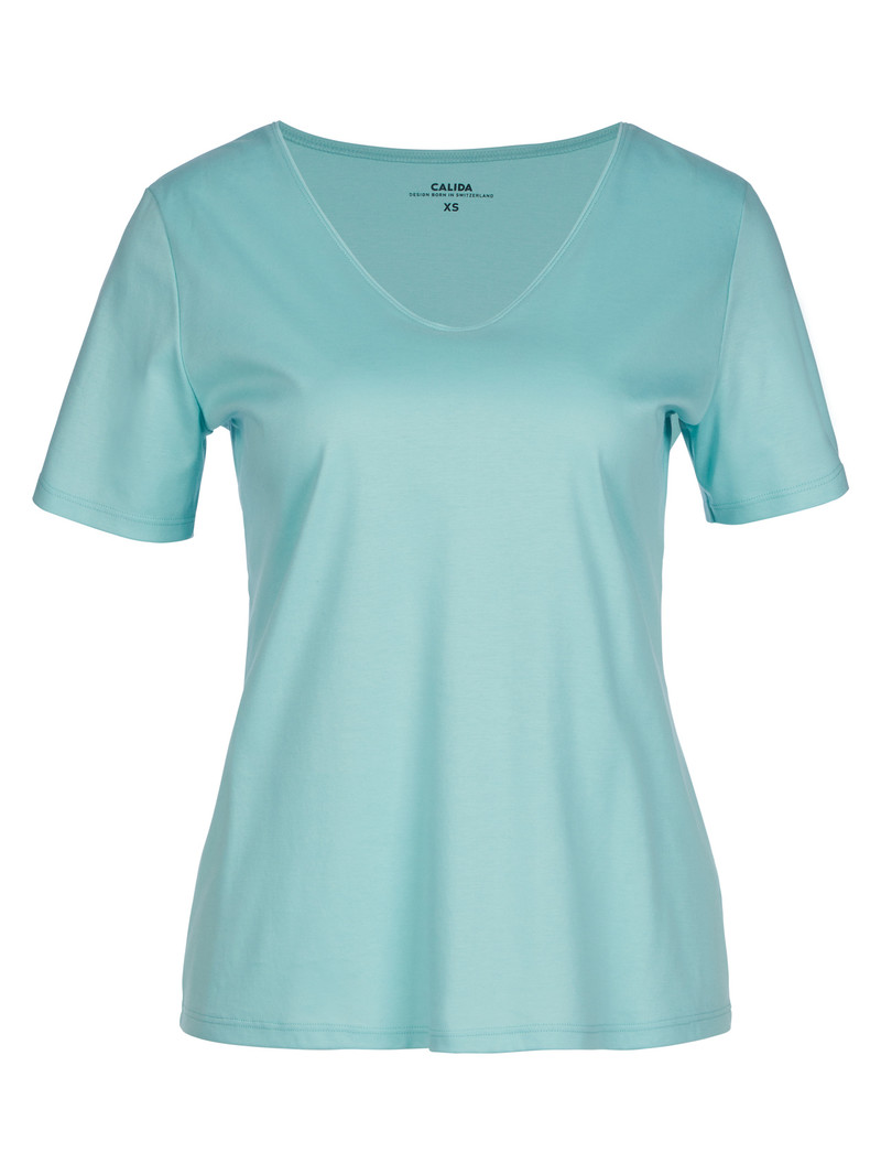 Pigiami Donna Calida Favourites Lavender V-shirt Pastel Turqoise | 3654-TAGCP