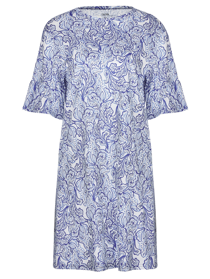 Pigiami Donna Calida Favourites Paisley Short Sleeve Nightdress, Length 90cm Blu | 8190-VSHTL