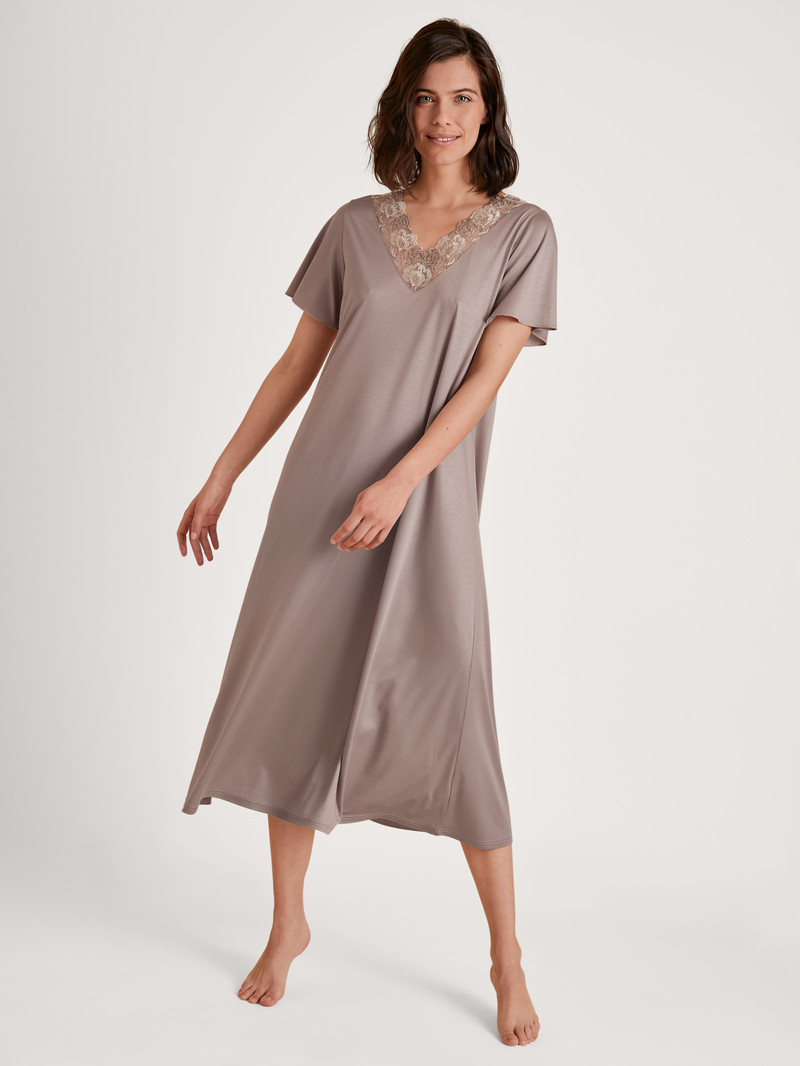 Pigiami Donna Calida Glamorous Nights Sleepshirt, Length 120 Cm Etherea Taupe | 7016-WKRYC