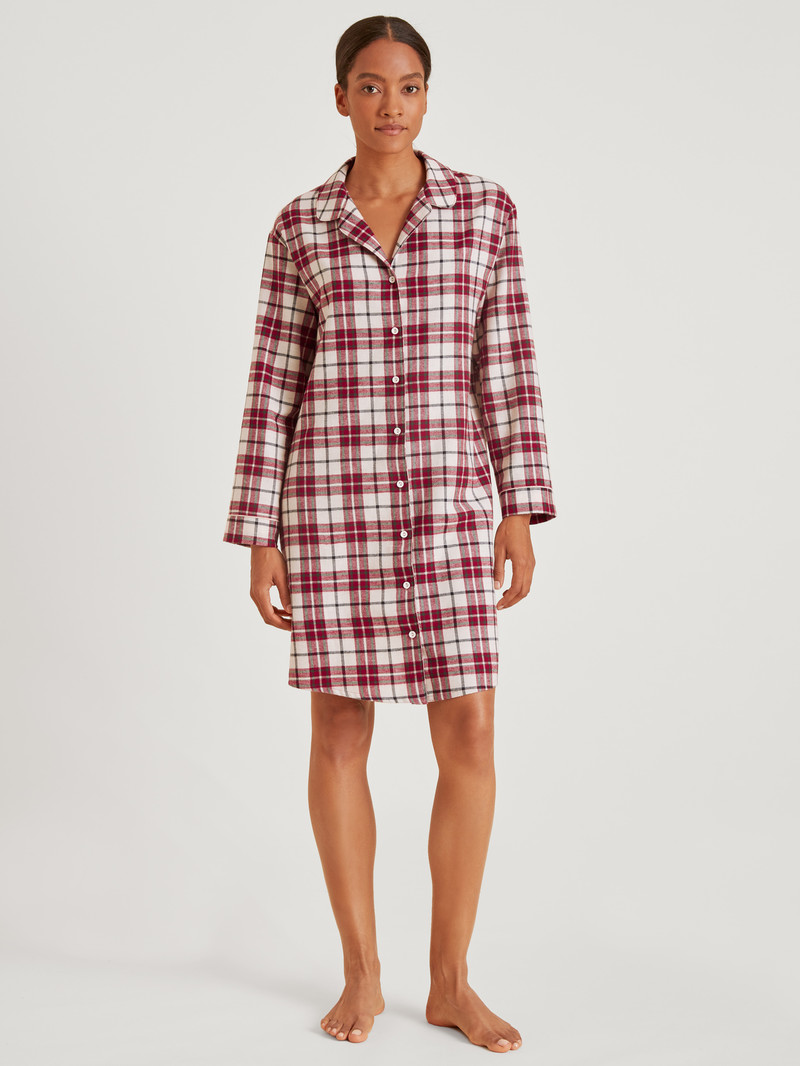 Pigiami Donna Calida Holiday Dreams Flannel Nightdress, Length 95 Cm Rosse | 4713-TXBNH