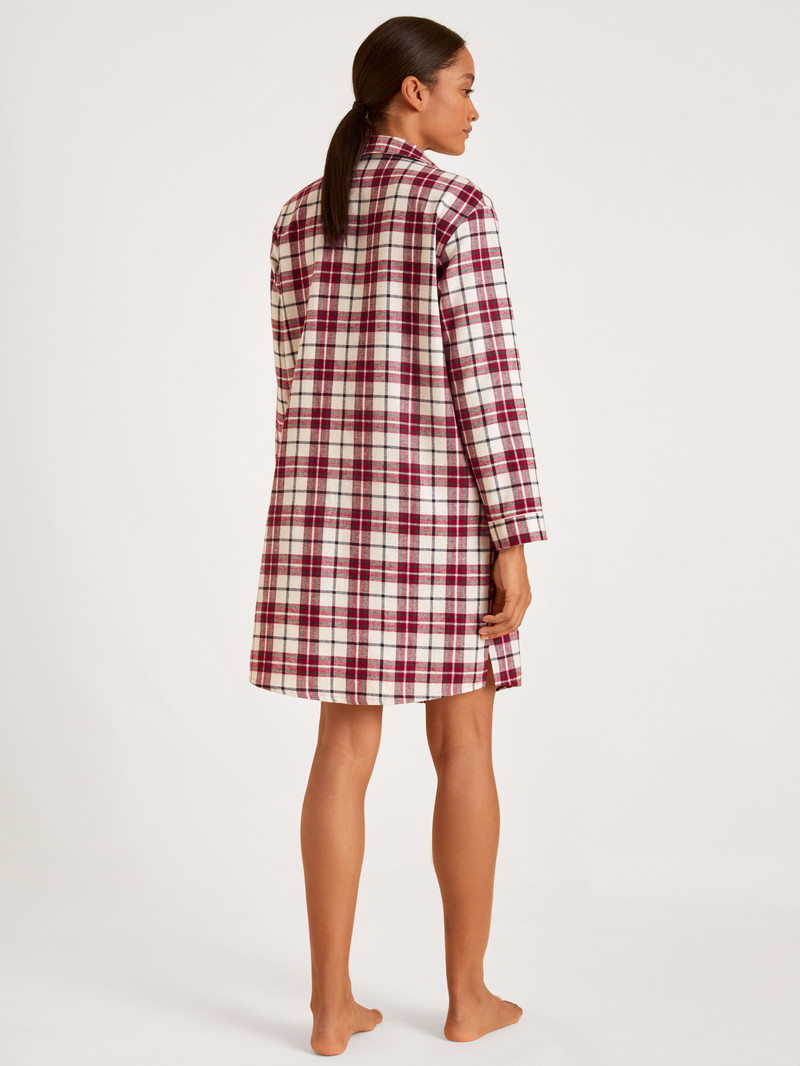 Pigiami Donna Calida Holiday Dreams Flannel Nightdress, Length 95 Cm Rosse | 4713-TXBNH