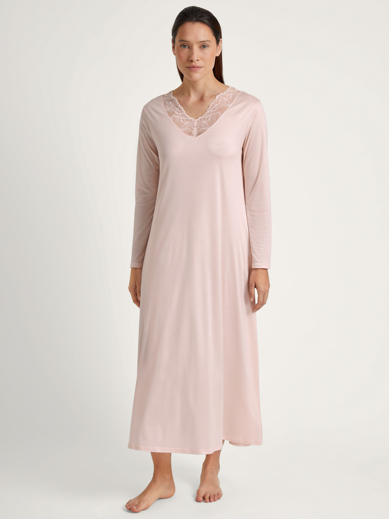 Pigiami Donna Calida Lace Nights Long-sleeved Nightdress, Length 125 Cm Rosa | 6124-ELSHK