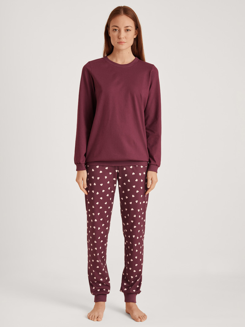 Pigiami Donna Calida Lovely Nights Pyjama With Cuff Rosse | 7862-DSNLP