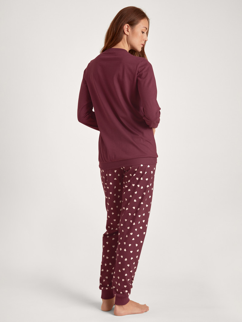 Pigiami Donna Calida Lovely Nights Pyjama With Cuff Rosse | 7862-DSNLP