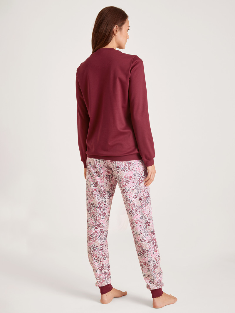 Pigiami Donna Calida Midnight Flowers Pyjama With Cuff Rosse | 6798-JYEVZ