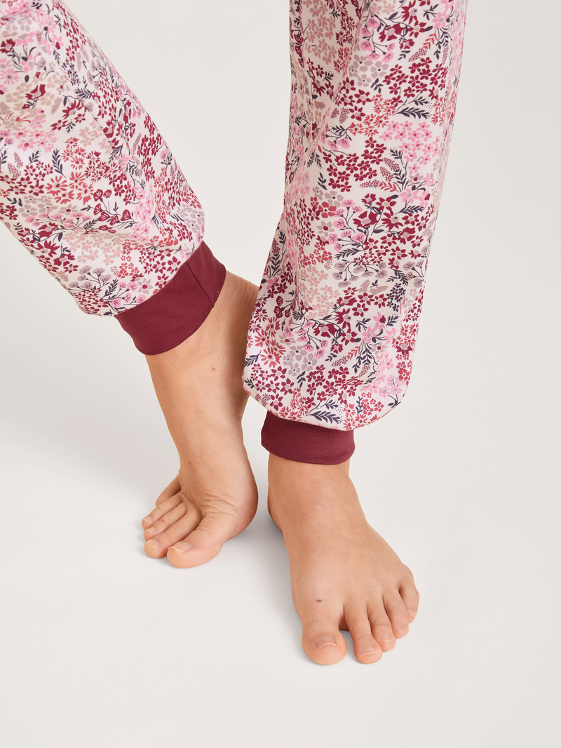 Pigiami Donna Calida Midnight Flowers Pyjama With Cuff Rosse | 6798-JYEVZ