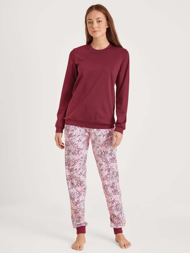 Pigiami Donna Calida Midnight Flowers Pyjama With Cuff Rosse | 6798-JYEVZ