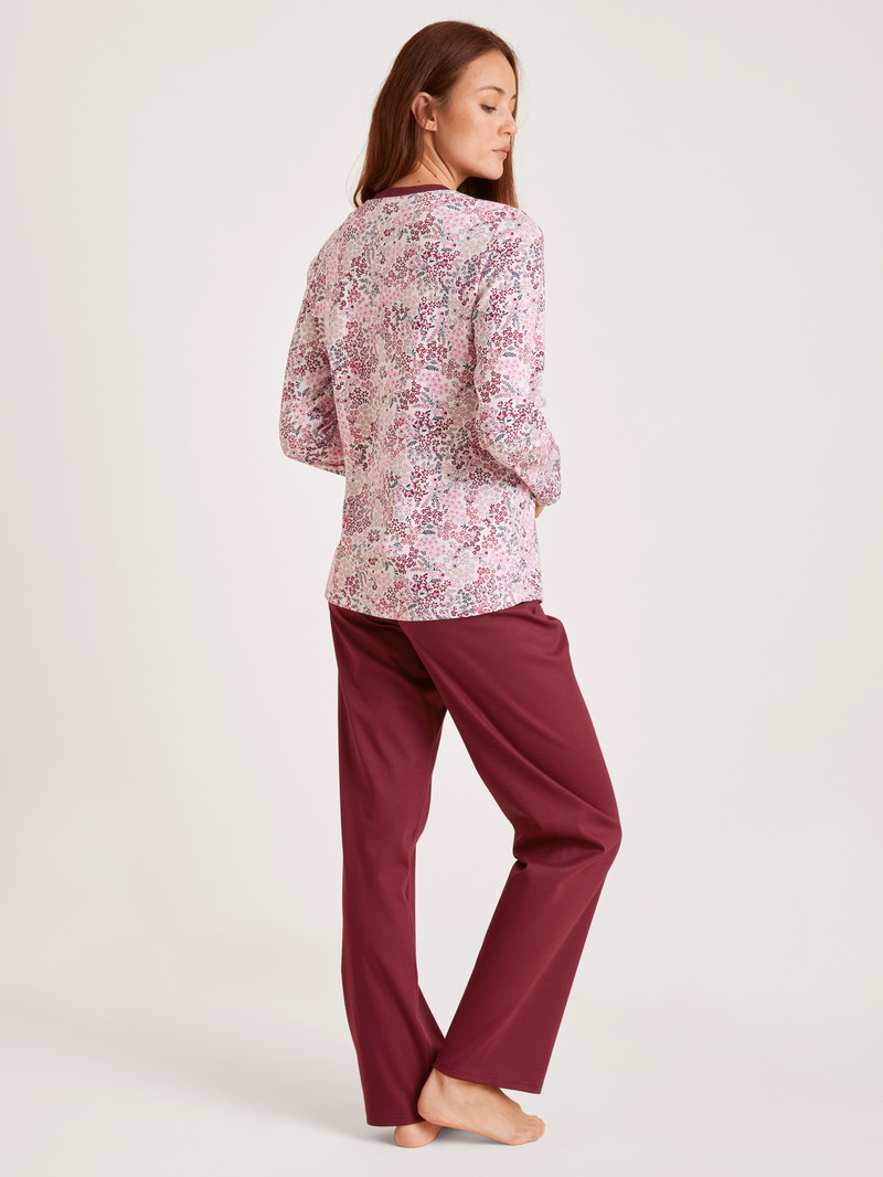 Pigiami Donna Calida Midnight Flowers Pyjama Rosse | 2197-TRYQL