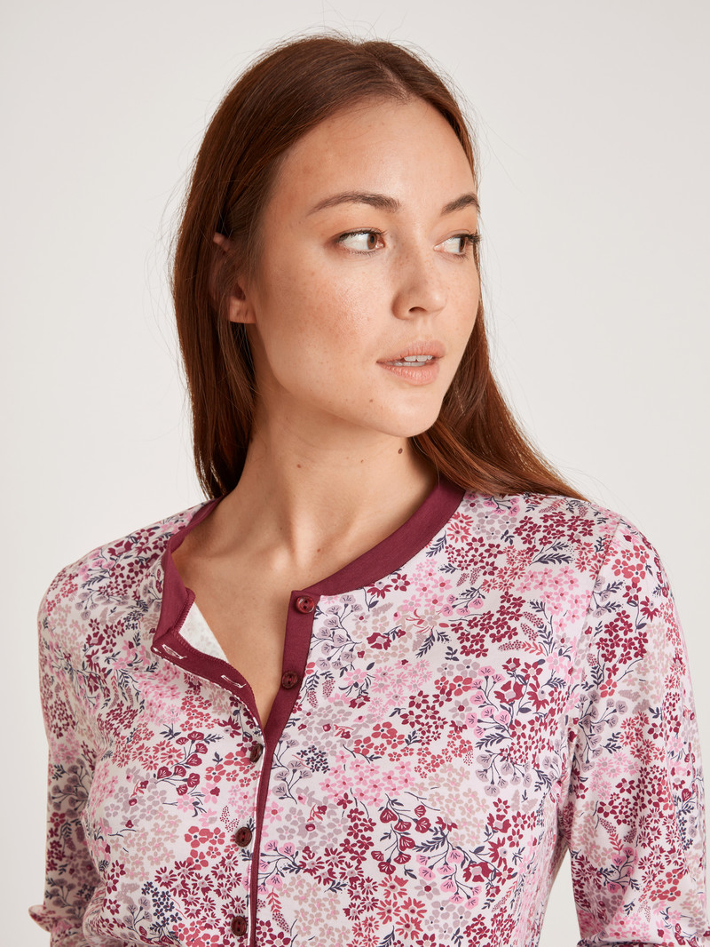 Pigiami Donna Calida Midnight Flowers Pyjama Rosse | 2197-TRYQL